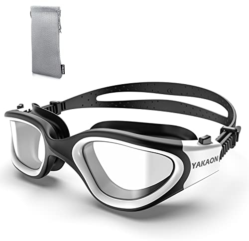 YAKAON G1 Swimming Goggles, Clear Wide View Swim Goggles Anti-Fog for Men Women Adult
