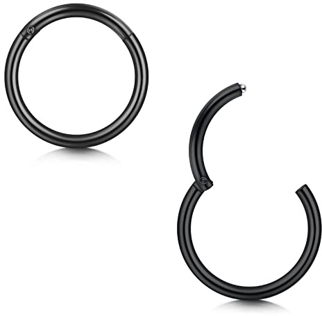 Briana Williams 2stk Schwarz Segmentring Piercing Nase Septum Ohr Helix Tragus Daith Ring Clicker Chirurgenstahl 20G 8mm