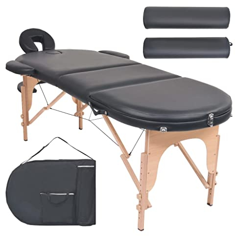 INLIFE Massageliege Tragbar mit 2 Lagerungskissen 4 cm Polsterung Oval,21.05kg,110159