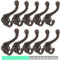 Peohud 10 Pack Cast Iron Coat Hooks Vintage, Rustic Wall Mounted Hook, Farmhouse Coat Hangers, Heavy Duty Double Hooks, Decorative Hook for Hanging Coats, Bags, Caps, Hats, Towels, Keys