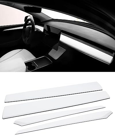 Dashboard Cover Wrap & Inner Front Door Trim Panel Armrest Cover Compatible with Tesla model 3/y (Matte White)