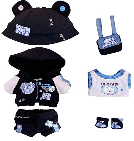 niannyyhouse 20cm Plüsch Puppe Kleidung Parkour Bär Set Lose Hut Mantel Hosen Rucksack Weste Schuhe Weiche Gefüllte Plüsch Spielzeug Dress Up Zubehör (20cm)