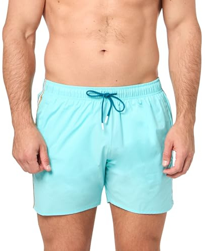 BOSS Solid Swim Trunk with Iconic Side Stripe Shorts, Green Poolside, XL Men