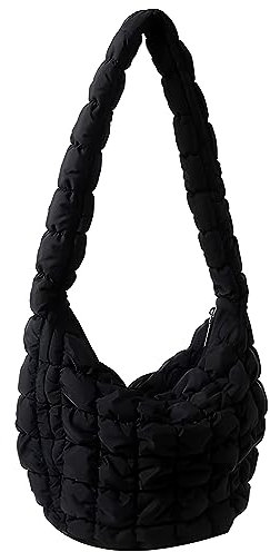Sac fourre-tout matelassé pour femme, sac fourre-tout rembourré léger, sac à bandoulière matelassé, sac besace sac à main pour femmes et filles, voyage, shopping, travail, A02-Noir-S, Small