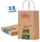 Switory 12 Stück Geburtstag Geschenktüten, Braun Party Papiertüten Klein Papiertüten mit Henkel zum Mitgebsel Kindergeburtstag, Geschenken, Party 15x8x21CM