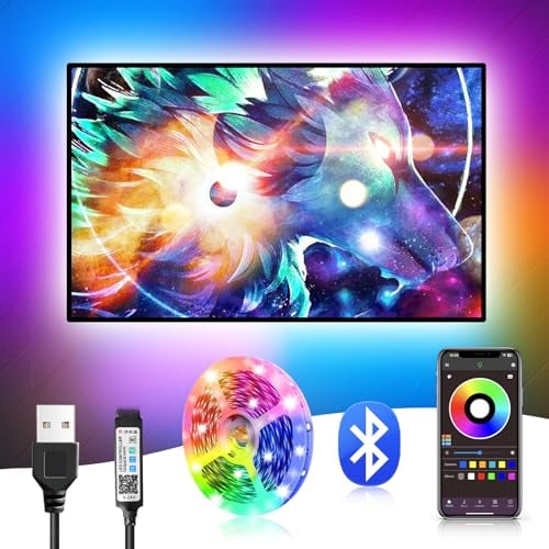 LightingWill LED Backlight with APP Control, 1M RGB DIY Color Changing TV Lights, USB Smart LED Strip for Computer, Monitor, Bedroom, Party and Home Decoration