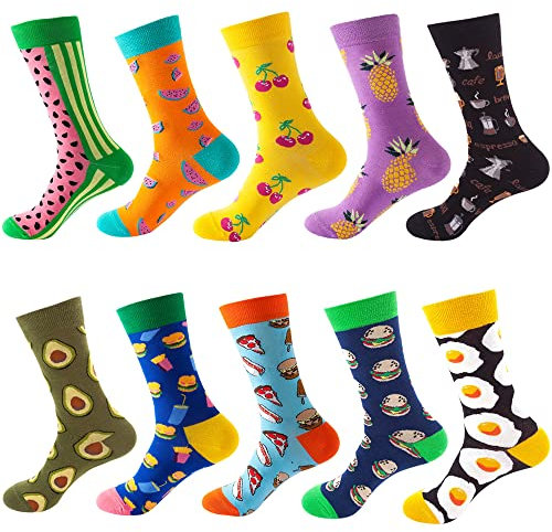 GEYIWSSXY Calzini Da Donna Uomo Calze Fantasia in Cotone Unisex Divertenti Colorato Modello Casual Calze 10 Paia