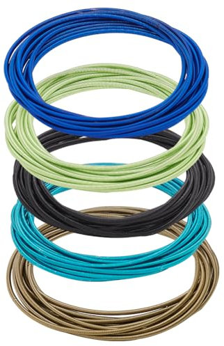 BENECREAT 50 pièces 5 Couleurs Bracelets de Cordes de Guitare, Bracelets à Ressort de 58.5 mm, Minimalistes, à Couches de Fils Flexibles, pour Un Port Empilable, Série de Couleurs Bleu et Vert