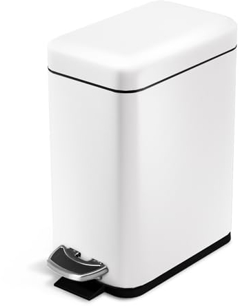 Home Zone Living Badezimmer-Mülleimer, schmaler Edelstahl, Trittpedal, 5 Liter