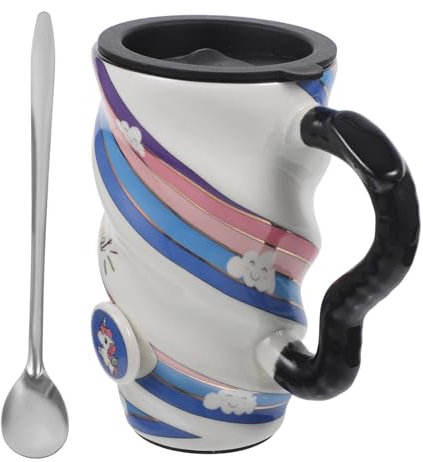 GOOHOCHY Unicorn Mug Ceramic Cups Lid for Girls Fancy Mug for Home Office Travel Random Style