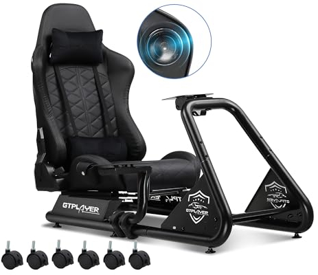 GTPLAYER Racing Simulator Cockpit with Seat, Sim Racing Cockpit Multi-function Adjustable Gaming Wheel Stand for G25 G27 G29 G920 G923 T300 PS5 PS4 Xbox, Without Wheel, Shifter & Pedals