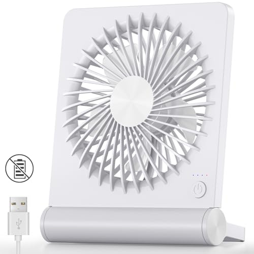 Koonie Ventilador USB, fuerte viento, ultra silencioso, pequeño, inclinable de 220°, plegable, 3 velocidades, ajustable, con cable USB-C, ventilador personal para el hogar, oficina, escritorio, color
