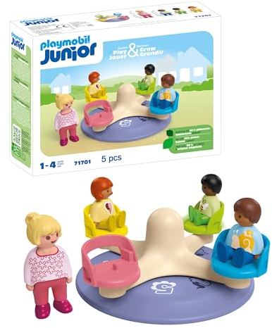 PLAYMOBIL Junior 71701 Carrusel, Incluye Asientos giratorios, Juguete sostenible Hecho de plásticos a Base de Plantas, Juguetes para niños a Partir de 1 año