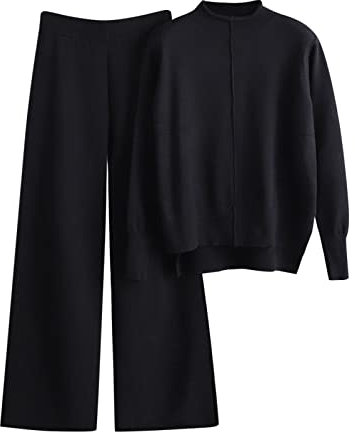 MJGkhiy Completo In Maglia Da Donna Calda Maniche Lunghe Felpa E Pantaloni Set Completo Tuta Autunno Invernale Comode Felpe Tuta Donna Da Casa Invernale Completa Curvy