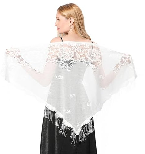 emperoch Damen Stola Bolero für Abendkleid Elegante Stola Damen Spitzenschal (Weiß)