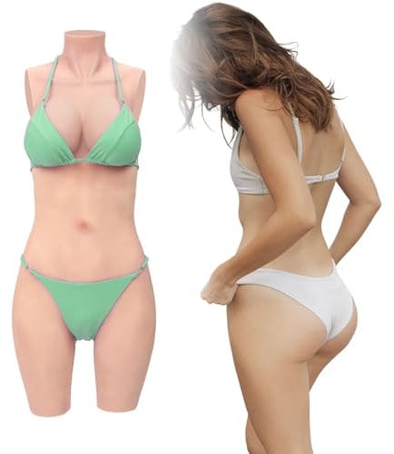 Minaky Silicone Breast Forms 5-Point Silicone Bodysuit Realistic Breastplate with Catheter for Transgender Crossdresser-Insertable Version C Cup, Asian Yellow