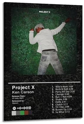 szzmyo Ken Carson Project X Album-Poster, dekoratives Gemälde, moderne ästhetische Leinwandposter, Schlafzimmer, Kunst, Wohnzimmer, Dekoration, Poster, 40 x 60 cm, Rahmenstil