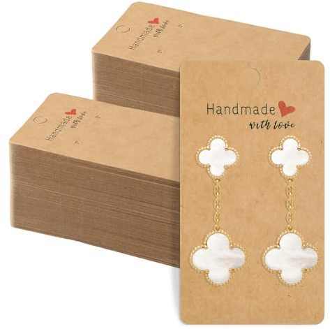200 Stück Ohrring Display Karten, Ohrring Schmuck Display Karte, Ohrring Verpackung Ohrring Ständer aus Kraftpapier für DIY Ohrringe, Ohrringe und Schmuckdisplay - 5x9cm (Braun)