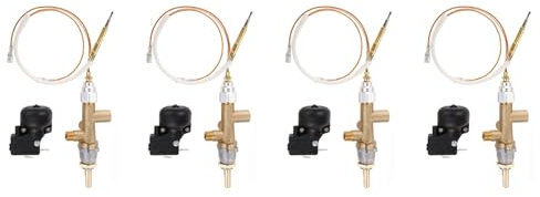 Janasiba 4 x Heizungsventil für Terrassenheizung, Gas, Thermoelement-Sensor, Druckschalter, Propan, Kontrolle, Feuerstellensteuerung, Sicherheitstreiber-Port