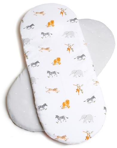 Clair de Lune Jungle Dream Spannbettlaken für Babykörbchen, 74 x 30 cm, 2 Stück