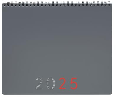 Finocam - Terminplaner + Notizen Monatsansicht 2025 Januar 2025 bis Dezember 2025 (12 Monate) Grau International
