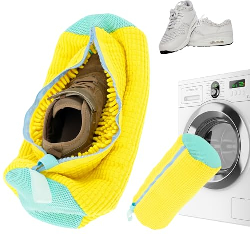 2Pcs Schuhwaschbeutel Waschmaschine 39x19cm Schuhbeutel Waschmaschine mit Reißverschluss Wiederverwendbar Schuhe Waschbeutel Wiederverwendbar für Schuhputzen (2pcs Gelb 39 * 19cm)