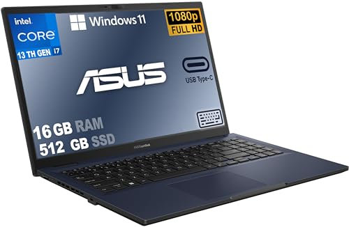 ASUS Notebook i7 Led 15,6 FHD, pc portatile, Cpu Intel i7-1335U 10 Core, Ram 16 Gb, SSD M.2 Nvme 512Gb, wi-fi,4 Usb, Bt, Windows 11 Pro, Pacchetto Office 2021, pronto All'uso