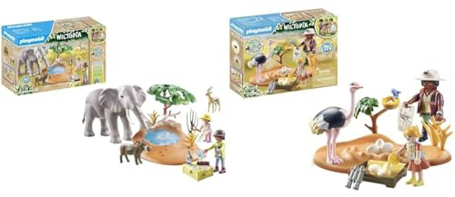 PLAYMOBIL Wiltopia 71294 Spritztour zum Wasserloch & Wiltopia 71296 Zu Gast bei Papa Strauß