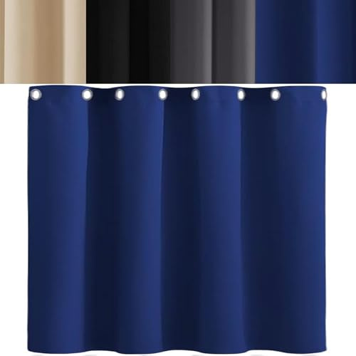 AMZYU Vorhang mit U-Band für Schiene, 100 x 190 cm Schöner Weicher, Sichtschutz Gardinen Modern Schlaufenschal, Raumteiler Waschbar, in Vielen Farben Und Größen, Dunkelblau