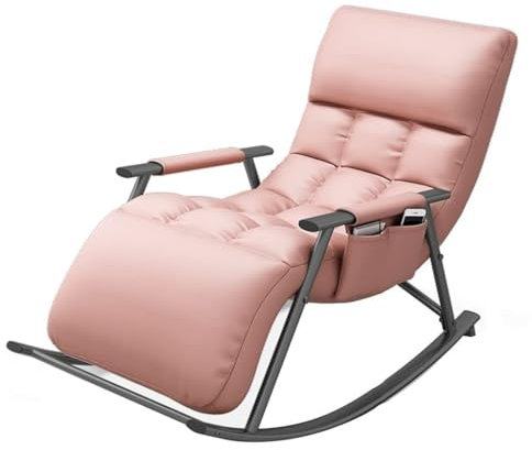 SZITW Moderner Schaukelstuhl aus der Mitte des Jahrhunderts, Schlafzimmer-Relaxsessel, Schaukel-Relaxsessel, gepolsterter Sitz für das Wohnzimmer, Schlafzimmer, Lounge zu Hause (Rosa)