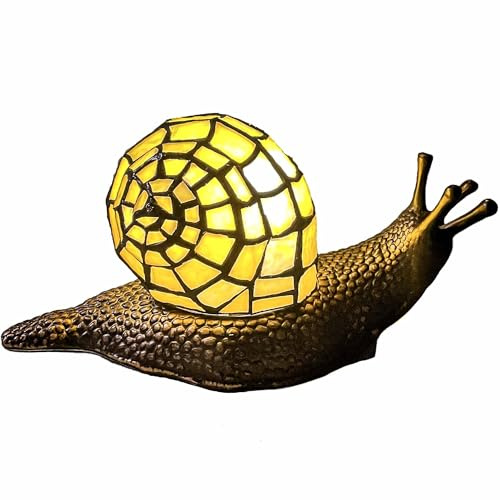 Bieye L30943 Lampada da tavolo in vetro colorato Land Snail per la decorazione della casa (giallo, 10 P x 5L x 5A)