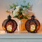 TRIROCKS Set of 2 Round Vintage Metal Candle Lanterns 19cm H Decorative Hanging Candle Holders for Indoor Outdoor Parities Weddings Patio and Garden(Black, Hollow Retro Pattern)