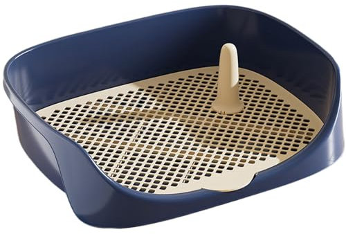 Indoor Dog Potty Tray,Dog Litter Box with Protection Wall Every Side,Plastic Pee Pad Holder with Column for Dogs Under 15 Kg/15.8x11.8x4.3 Inch