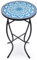 VONLUCE Mosaic Side Table and Plant Stand, 53.5cm Height with 36cm Ceramic Tile Top, Indoor and Outdoor Accent Tables, Outdoor Patio Bistro Coffee Table for Home & Garden (Blue)