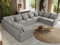 MKS MEBLE Sofa U-Form, Wohnlandschaft, Couch, Ecksofa, Couchgranitur, Polsterecke, Big Sofa XXL, Polstergarnitur - Verso U 9M - Hellgrau Struktur