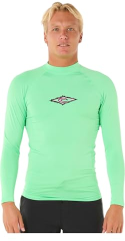 Rip Curl Mens Raw Energy UPF Perf Long Sleeve Rash Vest - Neon Green - XL