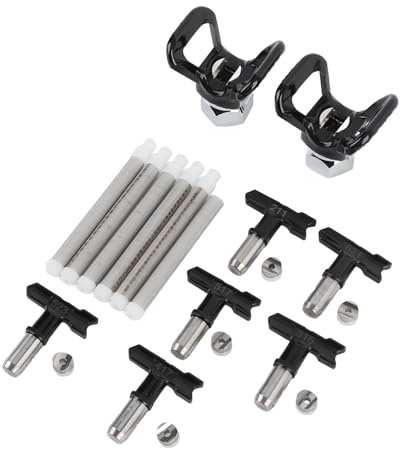 Cocoarm Luftless Sprühspitze Set 6 Stcs Luftless Lackspray -Düsen Sprühpistolen -Tipps 211 315 417 517 523 621 mit 6 Filtern und 2 Spitzenwächter für Malenprojekte Industrial Lack