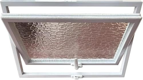 CATANK Ventana de Vidrio con privacidad giratoria de 360° y burlete, 60, 70, 80, 90 y 100 cm de Largo, empotrada, Rectangular, para iluminación y ventilación (Blanca, 80 x 40 cm/31,5 x 15