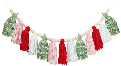 Boho Tassel Christmas Garland - Christmas Party Decorations Banner for Xmas Birthday Holiday Party - Christmas Wall Hanging Decor for Christmastree, Fireplace,Bedroom,Office,Classroom