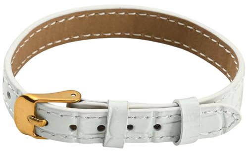 CALFOVERA Verstellbares Armband Aus Rindsleder Im Vintage Stil Echtes Leder Mit Goldener Edelstahlschnalle Für Damen Und Herren Für Alltag Kostüm Und Party (Weiß)