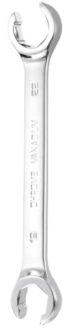 sourcing map Flare Nut Wrench 19mm x 22mm Metric Double Open End Thick Spanner Mirror Polish Finish 45# Steel Brake Line Wrench for Fuel Tube Hose Transmission Line, Silver