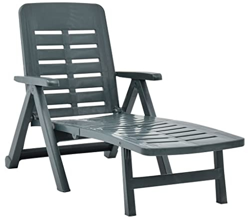 Mandloder Klappliege Kunststoff Grün, verstellbare Rückenlehne, wetterbeständig, faltbar für Garten, Hof und Outdoor, Bequeme Sonnenliege für Entspannung