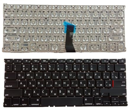 YUNHUOZ US Russisch Spanisch UK Sprache Tastatur mit Hintergrundbeleuchtung für Apple für MacBook Air 13,3 Zoll A1369 A1466 2011 2012 2013 2014 2015 2017 Jahr(RU NoBacklit)