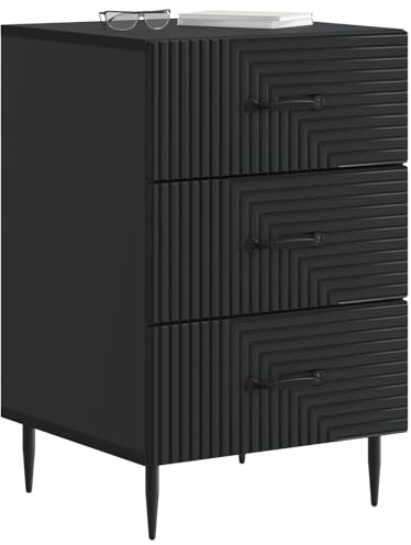 vidaXL Nachttisch Schwarz 43 x 41 x 66,5 cm Holzwerkstoff, Kompakter Nachttisch, rechteckig, Vintage Stil, viel Stauraum, Coole Beistelltisch für kleine Räume