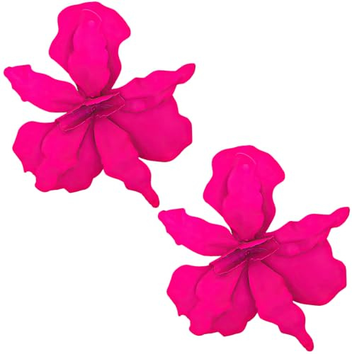Blumen Ohrringe Damen Große Statement Ohrring 3D Blumenohrringe Elegant Hängende Ohrstecker Florale Earrings Modischer Schmuck für Sommer Strand Party Alltag Hochzeit