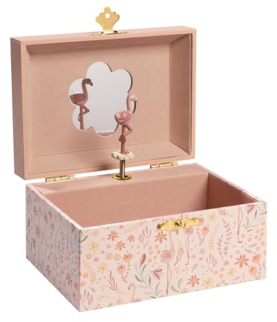 Little Dutch Musikalisches Schmuckkästchen - mit Spieluhr und drehendem Flamingo - Schmuckschatulle - für Mädchen ab 3 Jahren - Safari Friends - rosa