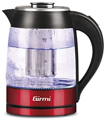 Girmi BL50 - Hervidor y tetera de vidrio, rojo