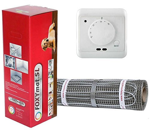 elektrische Fußbodenheizung FOXYMAT.SL (160 Watt pro m²) mit Thermostat QM.AG, 8.0 m² (0.5m x 16m)