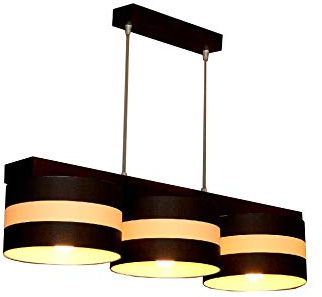 FKL DESIGN Home Deco Hängelampe Hängeleuchte Designerleuchte Tosca TO-3H (Holzfarbe: Erle, Creme Streifen)