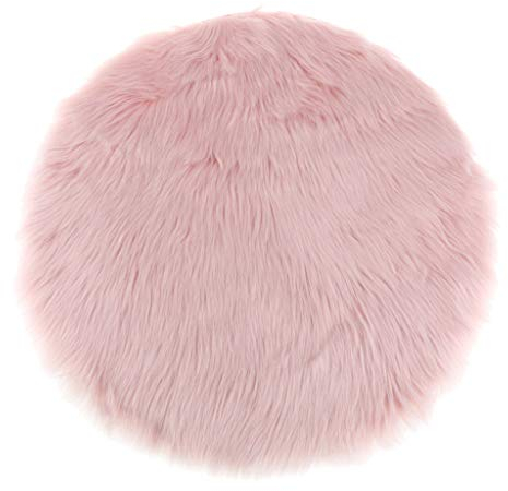 Fenteer Winter Kunstfell Sitzpolster Sitzkissen Stuhlkissen Bodenkissen Plüschmatte Auflage Teppich, Rosa 40 cm